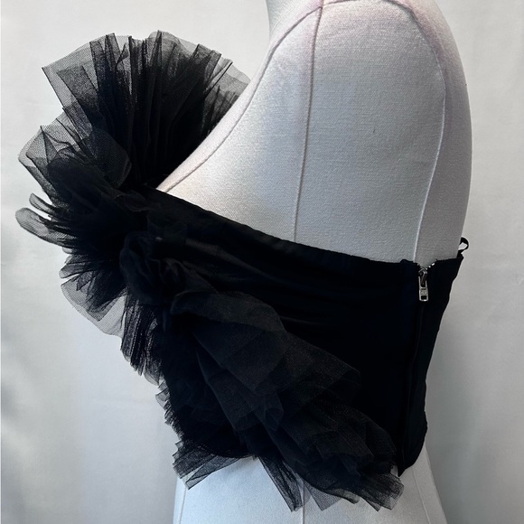 Ranna Gill Black Balletcore Whimsigoth Tulle Ruffle Tube Top Size XS - Picture 3 of 11